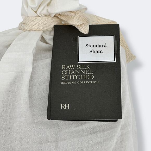 Restoration Hardware Raw Silk Channel Stitched Sham Standard Sz Set Wheat - Picture 5 of 9